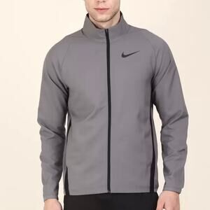 Nike Men's Dri-Fit Full Zip Training Jacket Gray Pockets Stand Collar Size 2XL